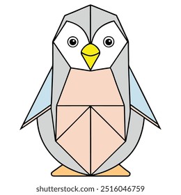 Penguin in geometric shapes on white