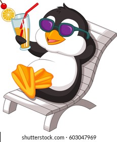 Penguin is getting sunbath