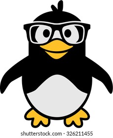 Penguin with glasses cartoon hipster