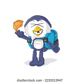the penguin goes to school vector. cartoon character