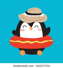 penguin is going to travel. cute penguin vector