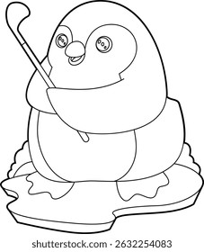 Pinguim Golf Golf Clubes Animal Vetor Ilustração de Arte Gráfica