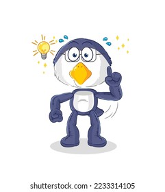 the penguin got an idea cartoon. mascot vector