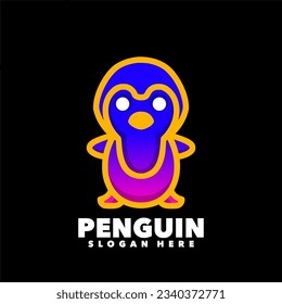 Penguin gradient colorful logo line art