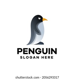 Diseño de logotipo colorido de gradiente pingüino 