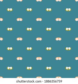 Penguin green and orange color geometric seamless pattern on green background. Children graphic design element for different purposes. Flat vector illustration.