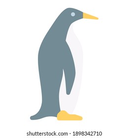 penguin habitat in winter using soft color and flat style
