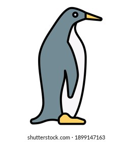 hábitat de pingüino en invierno con color suave y estilo de línea rellena