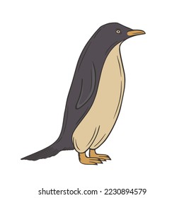 Ilustración del vector del doodle dibujado a mano por pingüino