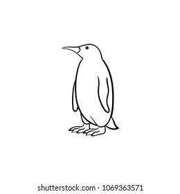 Icono del doodle dibujado a mano con un contorno de pingüino. Dibujo vectorial de la ilustración del pingüino para impresión, web, móvil e infografía aislados en fondo blanco.