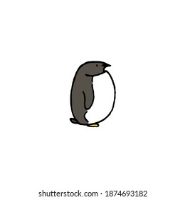 Penguin. Hand-drawn vector simple cartoon