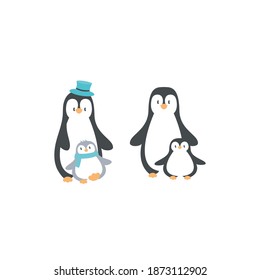  penguin happy family illustration for t-shirt or mug