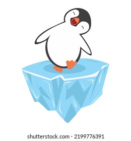 penguin happy on ice floe cartoon