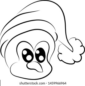 Penguin with hat, illustration, vector on white background.