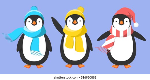 Penguin in a hat and scarf