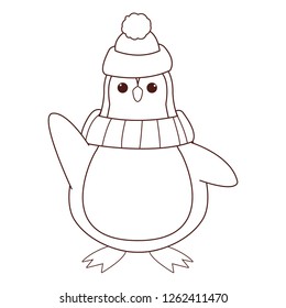 Penguin with hat and scarf cartoon