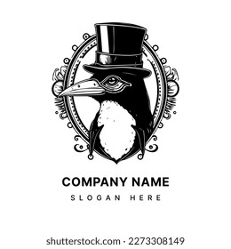 Pingüino con ese logotipo de steampunk Ilustración Rey de la Antártida