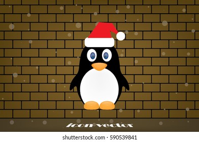 penguin, hat vector icon.