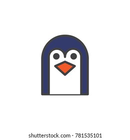Penguin head filled outline icon, line vector sign, linear colorful pictogram isolated on white. Symbol, logo illustration. Pixel perfect vector graphics
