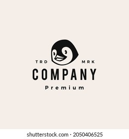 penguin head hipster vintage logo vector icon illustration