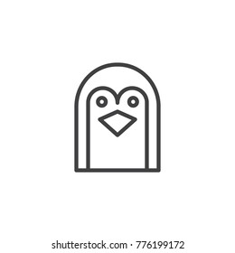 Penguin head line icon, outline vector sign, linear style pictogram isolated on white. Symbol, logo illustration. Editable stroke