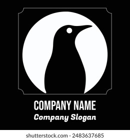 Penguin Head Logo Design - Minimalist  Vector Art Illustration
