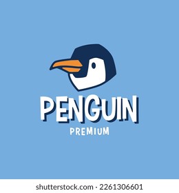 penguin head retro cartoon logo vector illustration