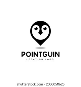 penguin head showing location logo vector