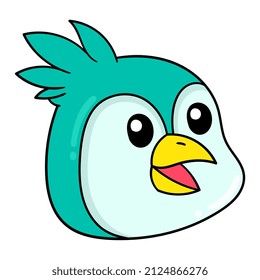 Penguin head is smiling cutely, vector illustration carton emoticon. doodle icon drawing