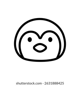 Penguin head vector in line icon style, isolated on white. Suitable for arctic animals, winter, and cute design themes.