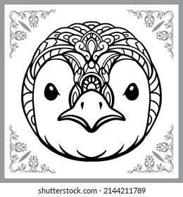 Penguin head zentangle arts, isolated on white background