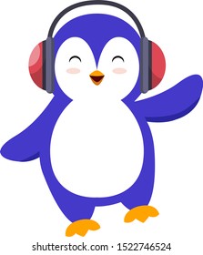 Penguin Headphone Illustration Vector On White Stock Vector (Royalty ...