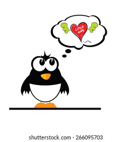penguin with heart color vector