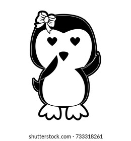 penguin with heart eyes  cute animal cartoon icon image 