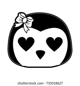 penguin with heart eyes  cute animal cartoon icon image 