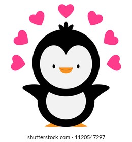 penguin with a hearts