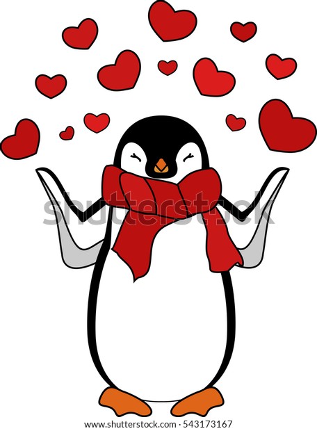 Penguin Hearts Stock Vector (Royalty Free) 543173167