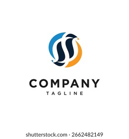 Pinguim Aquecimento e resfriamento ícone de logotipo vetor
