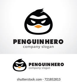 Penguin Hero Logo Template Design Vector, Emblem, Design Concept, Creative Symbol, Icon
