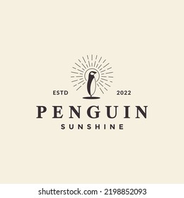 penguin hipster sunburst logo design