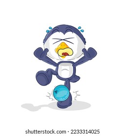 the penguin hiten by bowling cartoon. cartoon mascot vector
