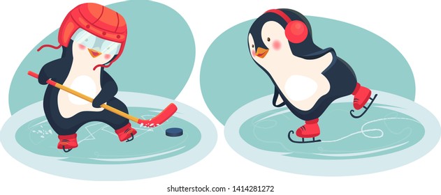 penguin hockey player and penguin skater