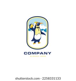 Vector con logotipo de cerveza de la bodega de pingüino