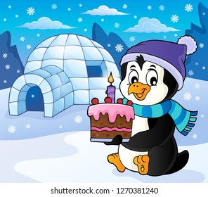 Imagen del tema de la tarta del penguin 5 - ilustración vectorial eps10.