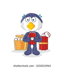 el pingüino con carácter dinamita. vector de mascota de dibujos animados