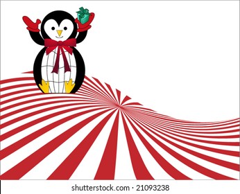 penguin holding gift  in hand (layered use elements separately)