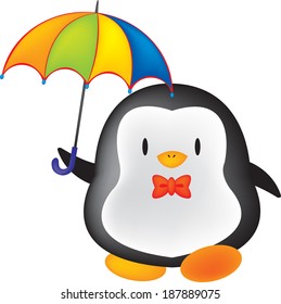 penguin holding umbrella
