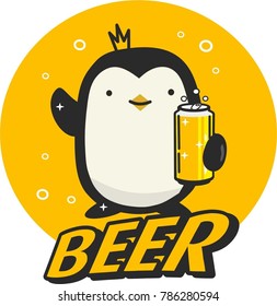 the penguin holds beer