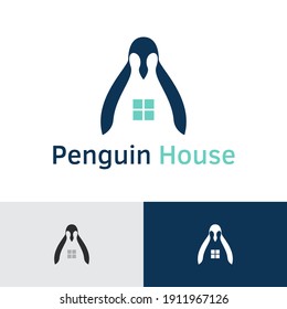 Penguin House Sweet Home Family Logo Template