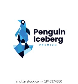 Penguin Ice Berg Geometric Polygonal Logo Vector Icon Illustration